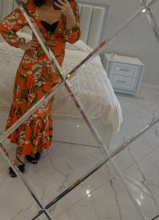 Длинное оранжевое платье ,сарафан