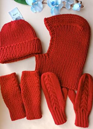 Капор капюшоном шерсть ручной работы перчатки