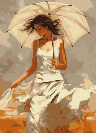 Картина по номерам "девушка с зонтиком" kho8365 40х50см
