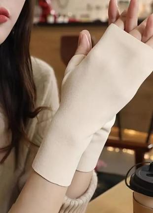 Мітенки, перчатки без пальців, екозамш.