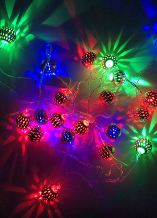 Гирлянда металлические шарики, разноцветный провод прозрачный, 3м ws84529