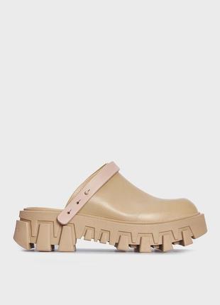 Tommy hilfiger жіночі бежеві шкіряні клоги tommy jeans chunky mule leather