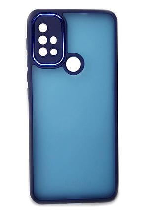 Чохол fiji lens для motorola moto g10 / g20 / g30 бампер матовий з захистом блока камер blue