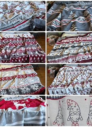 Плед-покрывало шерстяной новогодние 🦌🎄🎅покрывало новогоднее шерстяное, пледы новогодние, плед из шерсти