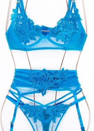 Яскравий пояс підтяжки для панчох з сітки з оксамитовою велюровою нашивкою