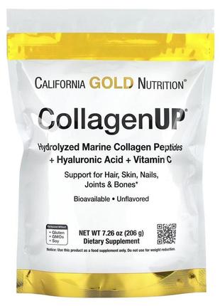 Морской гидролизованный коллаген, витамин с и гиалуроновая кислота California gold nutrition, collagenup, коллаген