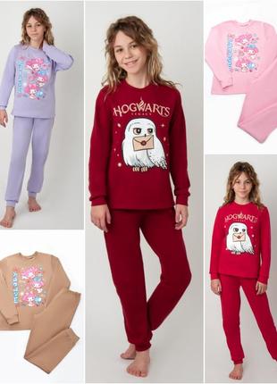 Піжама дитяча утеплена з начосом, тепла піжама на байці, байкова піжамка для дівчаток