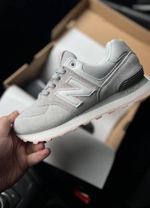 Кросівки жіночі new balance 574 gray & pink👟