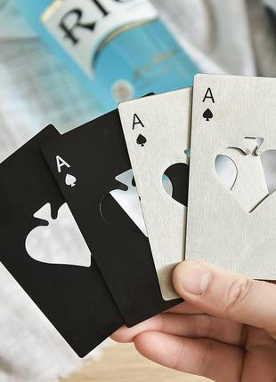 Стальная карта открывашка для бутылки металлическая визитка карточка пиковый туз покер...