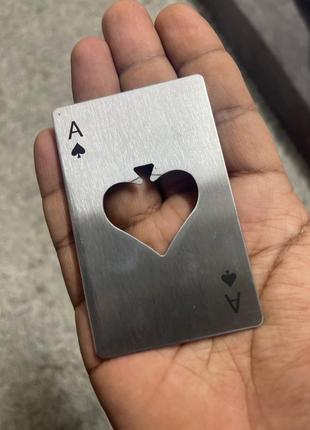 Стальная карта открывашка для бутылки металлическая визитка карточка пиковый туз покер...