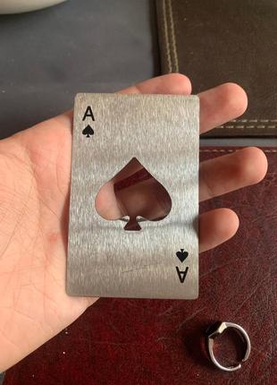 Стальная карта открывашка для бутылки металлическая визитка карточка пиковый туз покер...