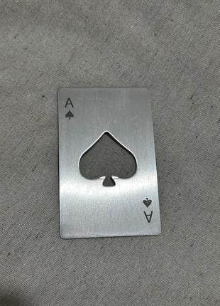 Стальная карта открывашка для бутылки металлическая визитка карточка пиковый туз покер...