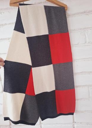 Стильный тёплый шарфик в клетку из приятной качественной шерсти