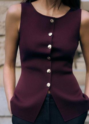 Бордовый топ жилет zara new