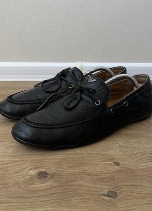 Кожаные лоферы armani jeans leather loafers