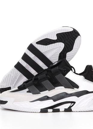 Зимние мужские кроссовки adidas niteball white black (мех) 40-41-42-43-44-45