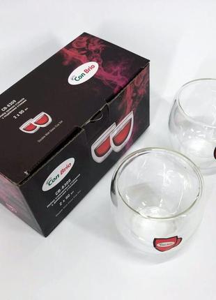 Набор стаканов с двойным дном con brio cb-8309-2 90 мл 2 шт, стеклянные чашки с двойным дном|вигідна ціна|7 фото