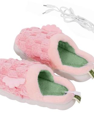 Домашние комнатные тапочки с подогревом a-232 usb c крыльями pink