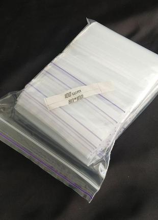Зіп пакети із замком zip-lock, розмір  80х100 мм, уп. 100шт