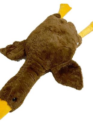 Мягкая игрушка подушка "гусь" gus-pld(brown) с пледом, коричневый 90 см