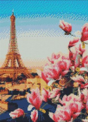 Алмазна мозаїка "паризькі магнолії" ідейка amo7178 40х40 см