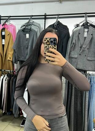 Лонгслив микрофибра hm h&m xs 34 мокко молочный