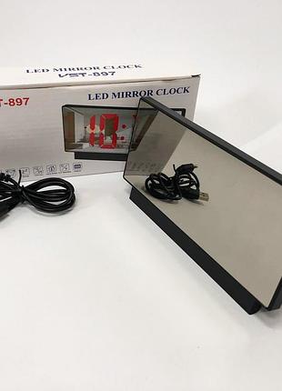 Часы электронные с зеркальным дисплеем vst-888-5, часы электронные настольные светящиеся vst|вигідна ціна|8 фото