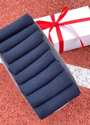 Набір жіночих коротких шкарпеток 36-40 р на 8 пар в коробці із стрічкою літо синій|вигідна ціна|