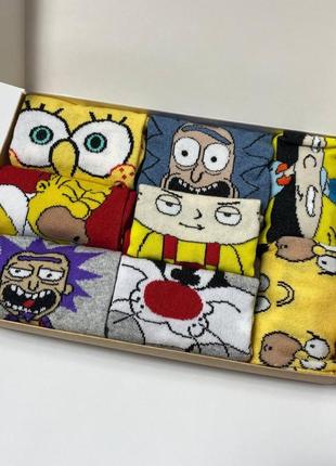 Набір жіночих шкарпеток 36-41 8 пар з мультяшним малюнком у подарунковій коробці|вигідна ціна|