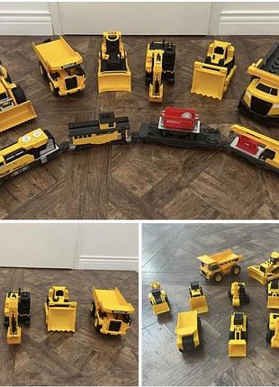 Будівельні великі машини дорогих фірм cat, jcb та набір із 10 маленьких cat