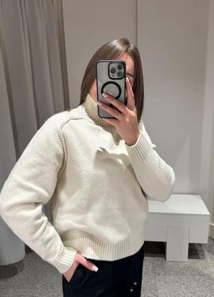 Кофта теплая свитер hm h&m xs 34 s 36 капучино молочный