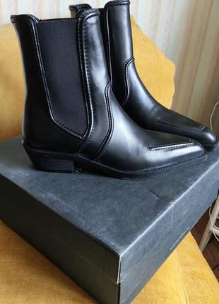 Кожаные ботильоны ботинки massimo dutti