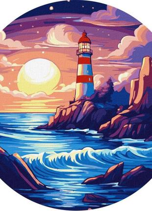 Картина по номерам "на берегу океана" kho-r1044 диаметр 26см