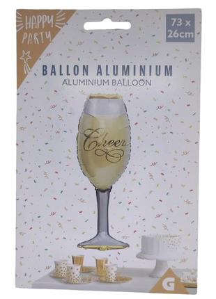 Повітряна фольгована куля happy party ballon aluminum келих 73х26 см