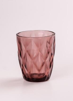 Склянка для напоїв фігурна гранована з товстого скла набір 6 шт рожевий2 фото