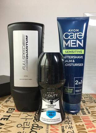 Мужской набор avon: шампунь-гель 2в1, дезодорант, бальзам после бритья, эйвон набор
