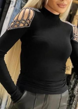 Кофточка с плечами в стразах , турция люкс качество.