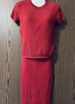 Костюм юбочный- кофточка и юбка мини tommy hilfiger оригинал бренд летний костюм cotton вискоза, брендовый размер xs или подростковый8 фото