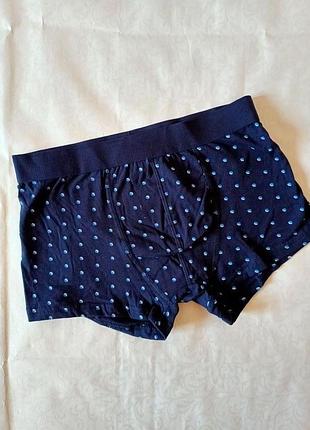 Хлопковые мужские боксеры темно-синие в горошек s, l. мужские трусы 9425
