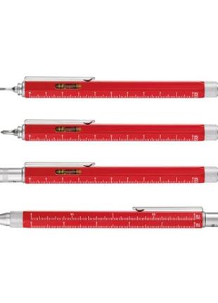 Кулькова багатозадачна ручка troika construction зі стілусом, лінійкою, викруткою та рівнем, червона2 фото