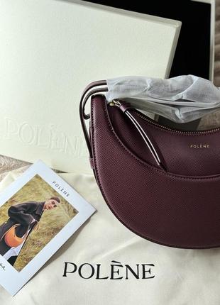 Сумка polene numero dix натуральная кожа, burgundy