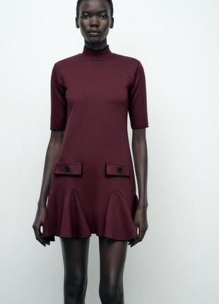 Сукня жіноча коротка віскозна бордова zara new