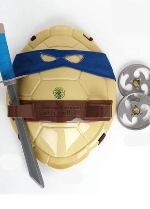 Интерактивный набор черепашки ниндзя леонардо 🌟soultone🌟. катана, повязка, сюрикены, панцирь|краща ціна|