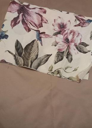 Ткань хлопковая тефлоновая колибри и цветы розовые  отрез 30*180 см