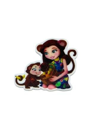 Середина для бантиков (кабошон пластик)-герои энчантималс (обезьянка), шт, ассорти