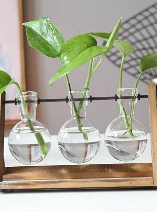 Ваза для интерьера три колбы 🌟soultone🌟. ваза для цветов в форме колбы. три вазы на подставке|краща ціна|