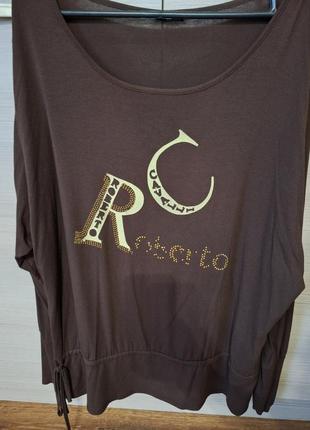 Туника, шоколадного цвета с кулиской и надписью. батал.