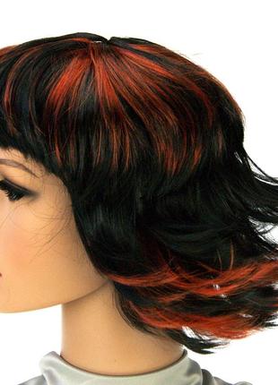 Парик стрижка каре-каскад (черный с коричневым)
