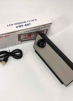 Часы электронные с зеркальным дисплеем vst-888-5, часы электронные настольные светящиеся vst|краща ціна|7 фото