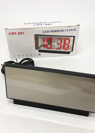 Часы электронные с зеркальным дисплеем vst-888-5, часы электронные настольные светящиеся vst|краща ціна|5 фото